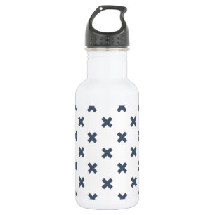 Botella De Agua Pisos cruzados de color azul-gris sobre blanco