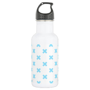 Botella De Agua Pisos cruzados de color azul sobre blanco