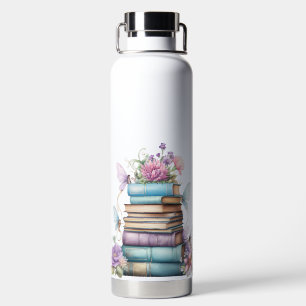 BOTELLA DE AGUA PISTA DE COLOR AGUA PASTEL DE LIBROS CON MARIPOSA