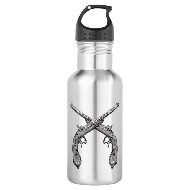 Botella De Agua Pistolas de duelo de plata (Anverso)