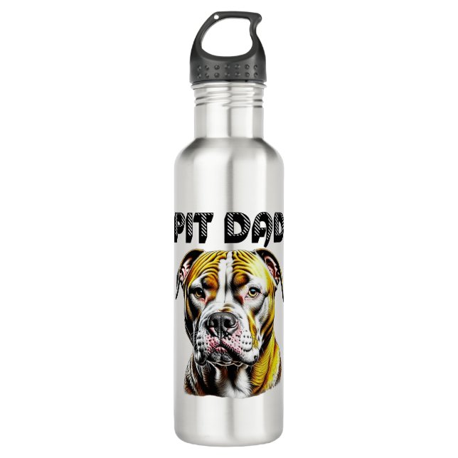 Botella De Agua Pit Bull Dad | Perro Lover (Anverso)