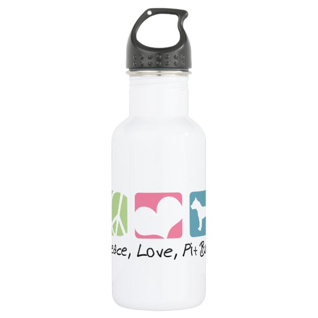 Botella De Agua Pitbulls del amor de la paz (Anverso)