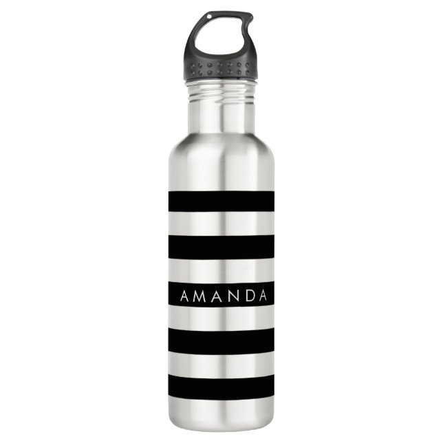 Botella De Agua PixDezines de fondo ajustable de franjas/diy (Anverso)