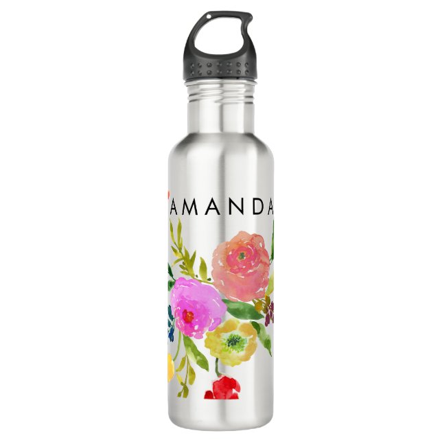 Botella De Agua PixDezines Floral/acuarela/Ranunculus (Anverso)