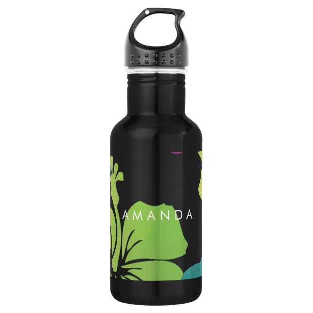 Botella De Agua PixDezines hibisco retro (Anverso)