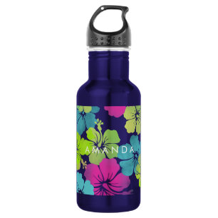 Botella De Agua PixDezines retro hibiscus