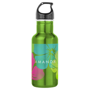 Botella De Agua PixDezines retro hibiscus