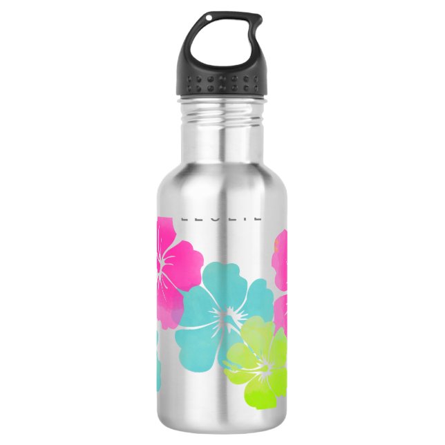 Botella De Agua PixDezines retro hibiscus (Anverso)