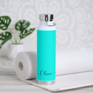 Botella De Agua PixDezines Turquoise Aqua Color azul DIY