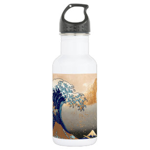 Botella De Agua PixDezines Vintage Gran Ola Hokusai 葛飾北斎の神奈川沖浪