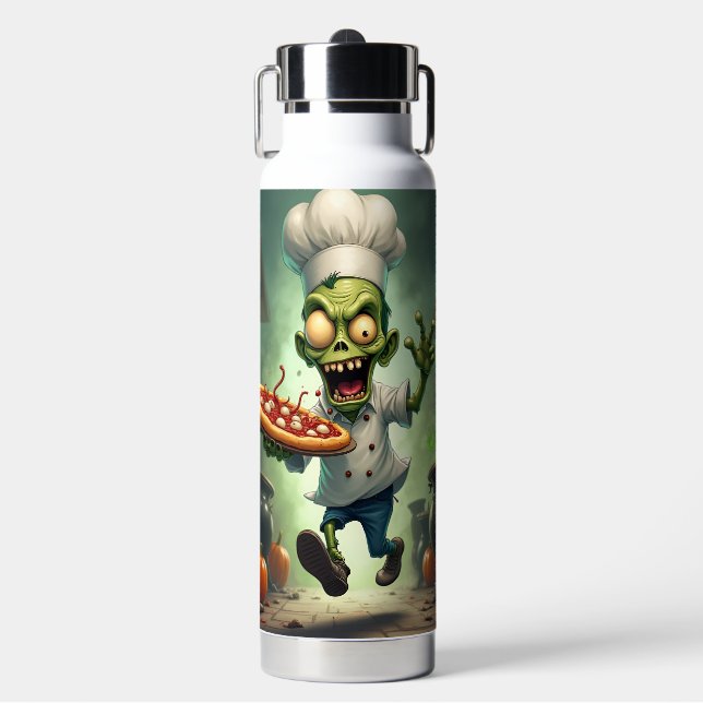 Botella De Agua Pizza del chef, Halloween, autora Natasha Us (Frente)