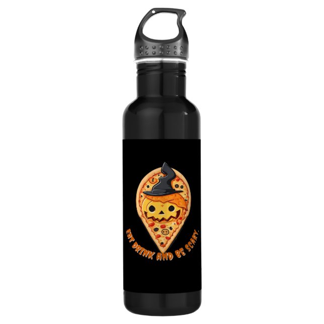 Botella De Agua Pizza Party Halloween Pumpkin Witch Hat Essential (Anverso)