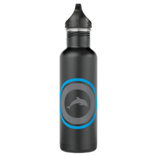Botella De Agua PJK Black Water Bottle / dolphin & logo