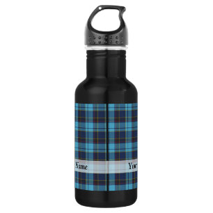 Botella De Agua Placa azul tartán