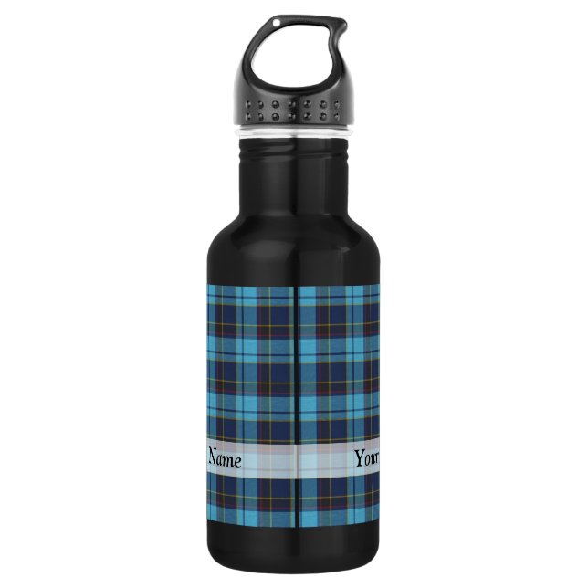 Botella De Agua Placa azul tartán (Anverso)
