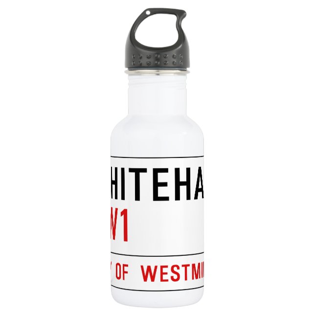 Botella De Agua Placa de calle de Whitehall Londres (Anverso)