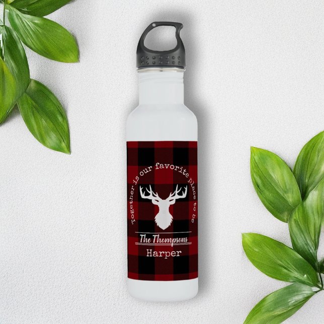 Botella De Agua Placa personalizada de búfalo rojo y negro (Subido por el creador)