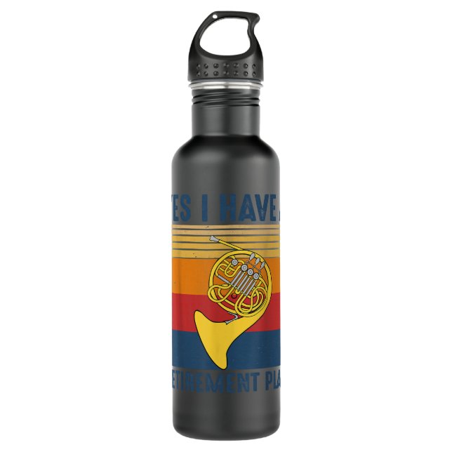 Botella De Agua Plan de Jubilación Francés Horn Music Funny Retira (Anverso)
