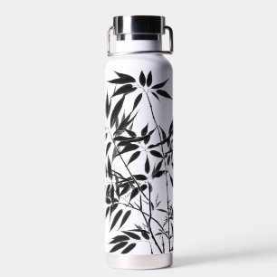 Botella De Agua Planta de bambú blanco y negro