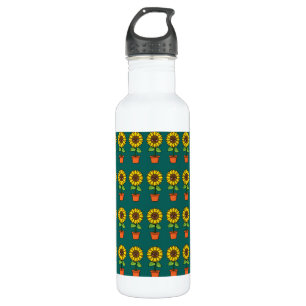 Botella De Agua Planta de girasol de Kawaii en una olla