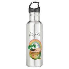 Botella De Agua Plantador de jardín con arcoiris y trébol