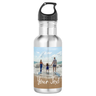 Botella De Agua Plantilla de foto personalizada y texto personaliz