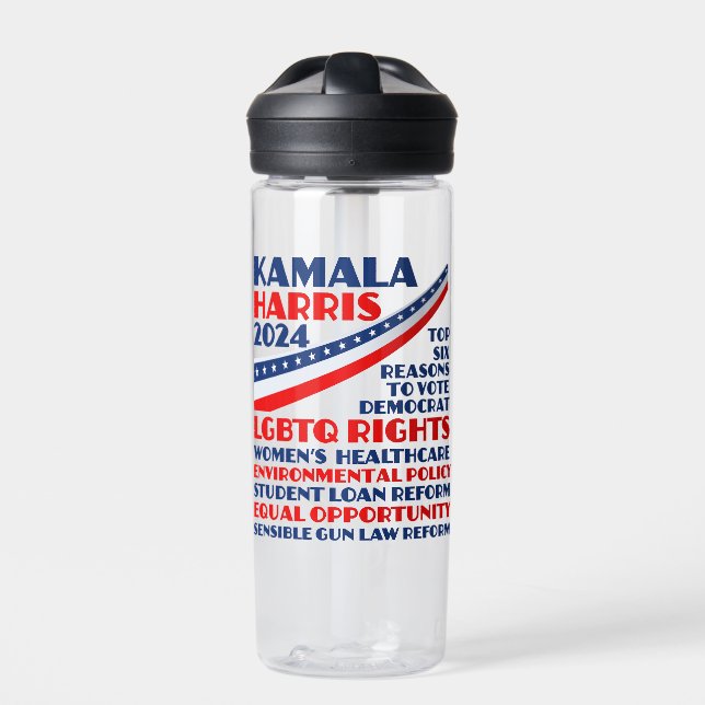 Botella De Agua Plataforma Demócrata Electoral Kamala Harris 2024 (Delante)