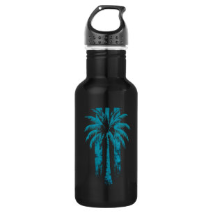 Botella De Agua Playa Hawaiana Verano Vacaciones Tropicales Palma