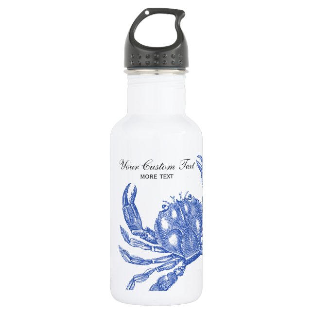 Botella De Agua Playa náutica del personalizado del cangrejo azul (Anverso)