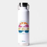 Botella De Agua Playa personalizada con palmeras tropicales cortas<br><div class="desc">Esta bonita botella tropical de agua con puesta de sol de la palmera es perfecta para un viaje en primavera con sus amigos universitarios o unas divertidas vacaciones en barco de crucero con la familia. Personalice un conjunto de botellas personalizadas como un placer para que su grupo salga a la...</div>