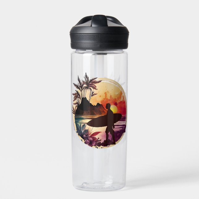 Botella De Agua Playa Retro Surfer Sunset (Delante)