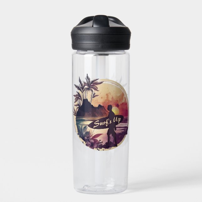 Botella De Agua Playa Retro Surfer Sunset (Delante)