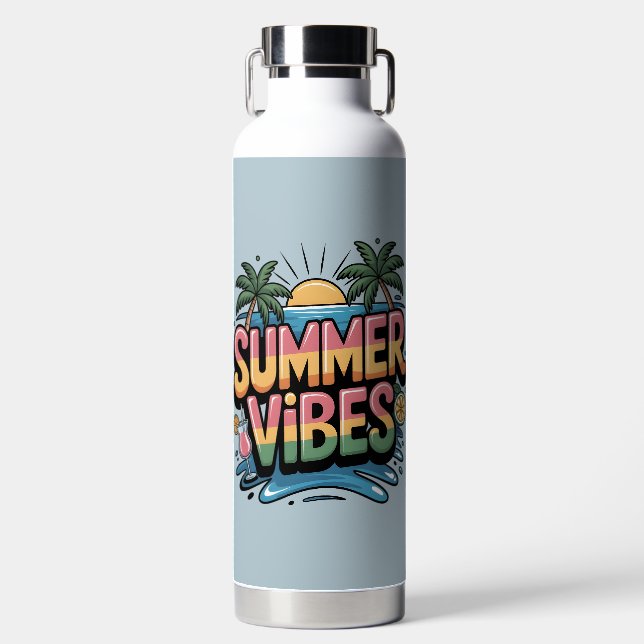 Botella De Agua Playa Tropical de Summer Vibes (Delantero)