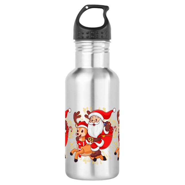Botella De Agua **"Playful Santa Claus Design – Fun and Festive Ch (Anverso)