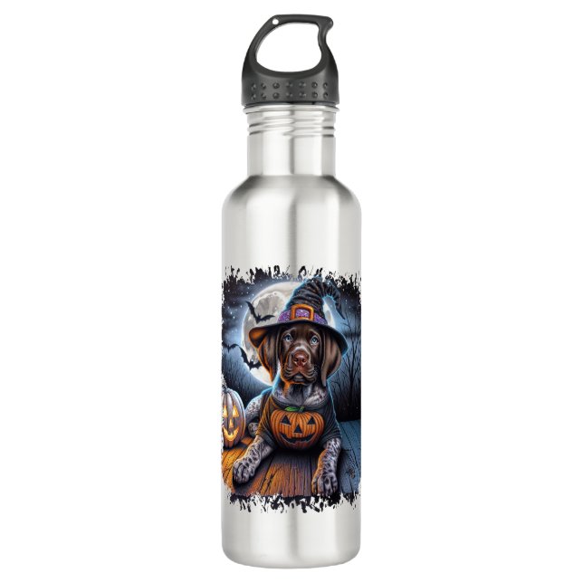 Botella De Agua Plaza de Halloween del perro puntero (Anverso)