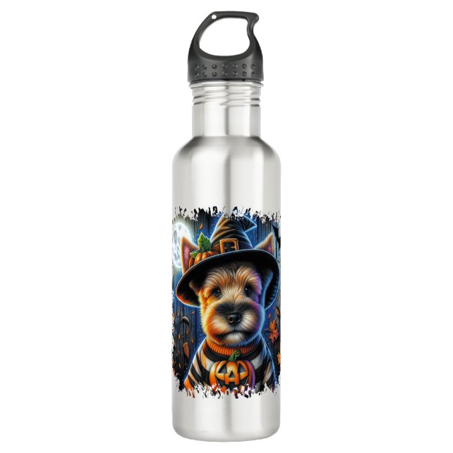 Botella De Agua Plaza de Halloween del Perro Terrier (Anverso)