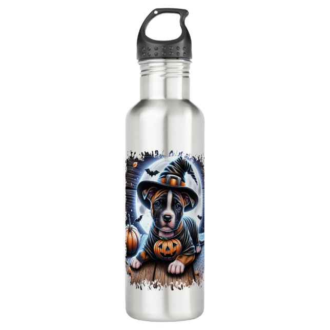 Botella De Agua Plaza Staffy Dog Halloween (Anverso)