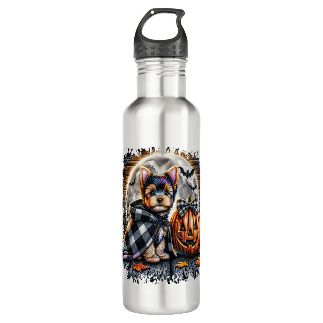 Botella De Agua Plaza Yorkie Dog Halloween (Anverso)
