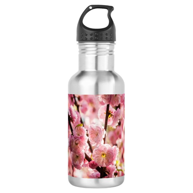 Botella De Agua Pluma de flores - Paradismo rosa (Anverso)