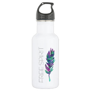 Botella De Agua Pluma de la acuarela del espíritu libre