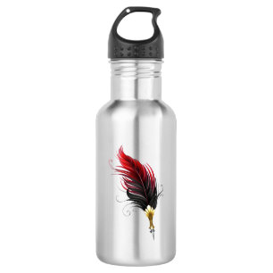 Botella De Agua Pluma de plumas rojas con nido de oro