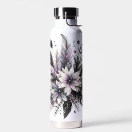 Botella De Agua Plumas y flores