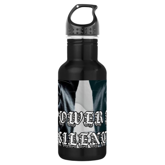 Botella De Agua Poder de Jaguar Negro en Silencio (Anverso)