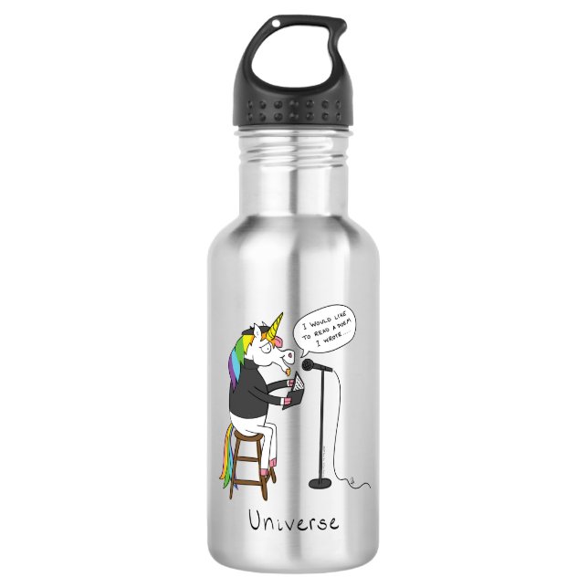 Botella De Agua Poesía unicornio divertida (Anverso)
