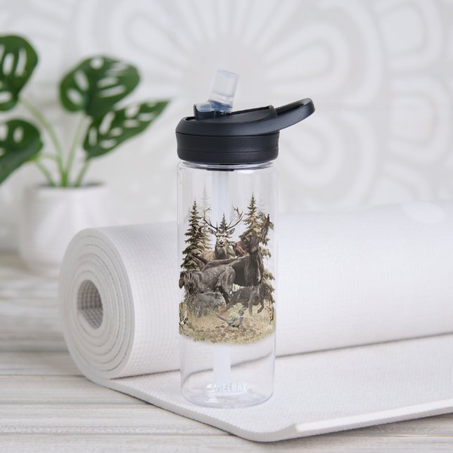 Botella De Agua Pointer alemán de pelo duro (Yoga (girado))