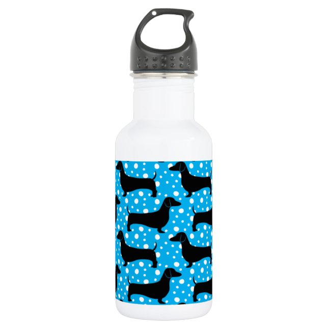 Botella De Agua Polka azul Dachshunds (Anverso)