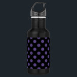 Botella De Agua Polka ultravioleta sobre negro<br><div class="desc">El color de Pantone del año 2018 es ultra violeta.</div>