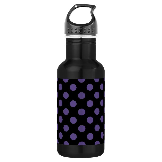 Botella De Agua Polka ultravioleta sobre negro (Anverso)