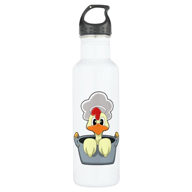 Botella De Agua Pollo con olla de cocina (Anverso)