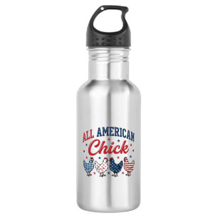 Botella De Agua Pollo Patriótico Americana Camiseta Diseño_